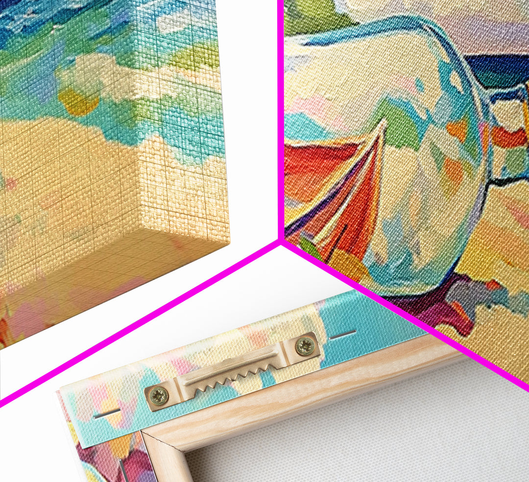 Boat In A Bottle On Sunny Beach Wall Art, Coastal Canvas Print, Ocean Wall Decor, Nautical Decor, Beach House Decor, Seascape Art