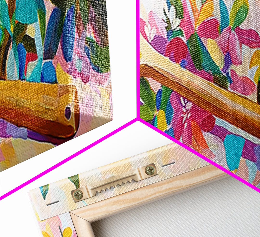 Wooden Paddle With Tropical Flowers Wall Art, Coastal Canvas Print, Beach House Decor, Nautical Wall Art, Tropical Decor