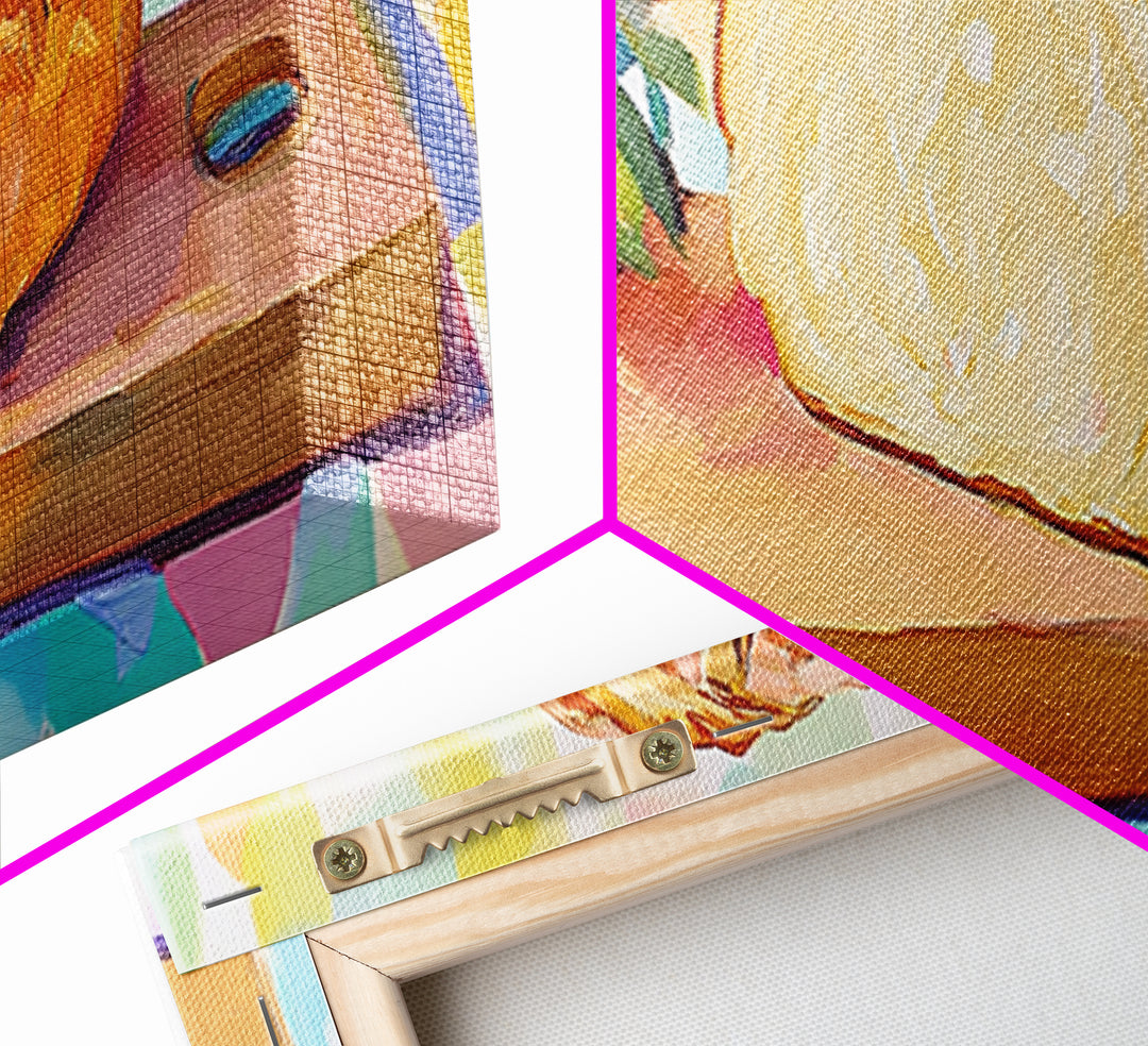 Crusty Bread Loaf And Flowers Canvas Print, Cozy Kitchen Wall Art, Bakery Decor, Food Still Life Art Print, Housewarming Gift