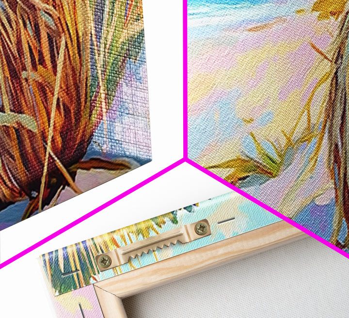 Pastel Beach Driftwood Grass Wall Art, Coastal Canvas Print, Ocean Landscape, Beach House Decor, Calming Seascape Home Gift