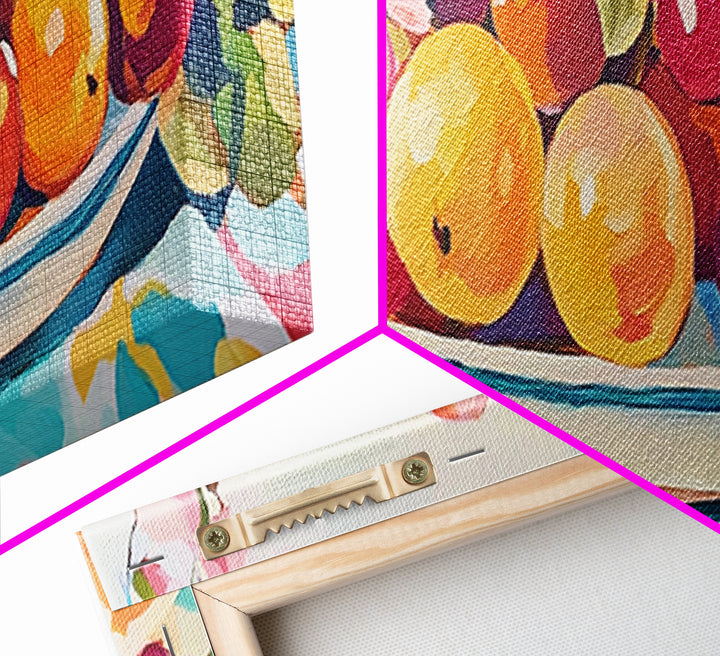 Bright Citrus Fruit Platter Canvas Print, Colorful Kitchen Wall Art, Farmhouse Dining Room Decor, Foodie Gift, Art Print