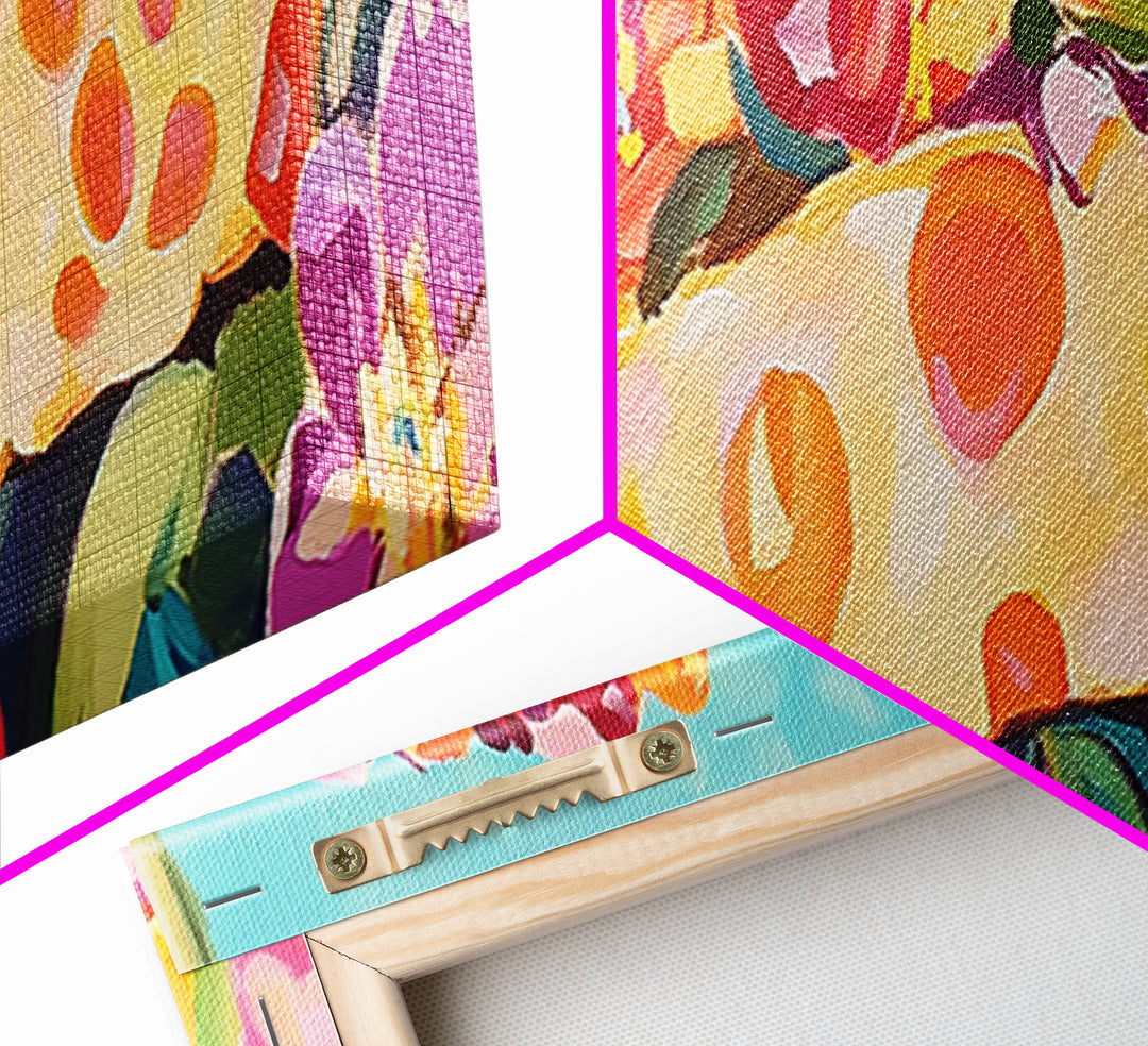 Whimsical Cheese Wedge Still Life Canvas Print, Kitchen Wall Art, Dining Room Decor, Foodie Gift, Colorful Kitchen Art Print