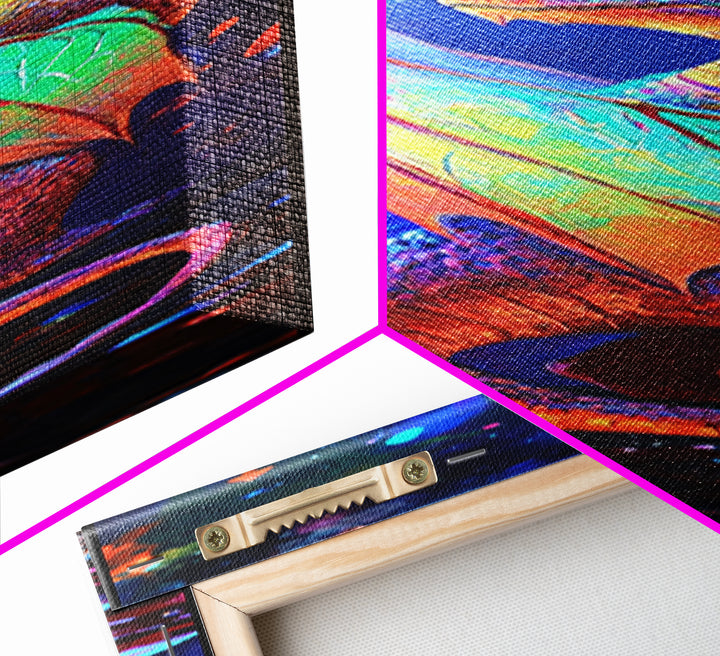 Rainbow Dragon Canvas Print, Vibrant Fantasy Art, Mythical Creature Painting, Colorful Wall Art, Gamer Room Decor Gift Idea