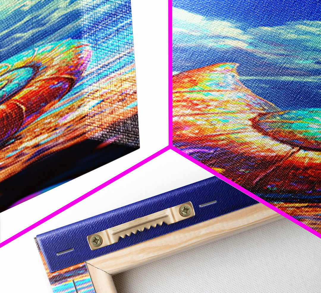 Rainbow Nautilus Shell On Sunny Beach Canvas Print, Coastal Wall Art, Ocean Decor, Seashell Art Print, Beach House Gift Idea