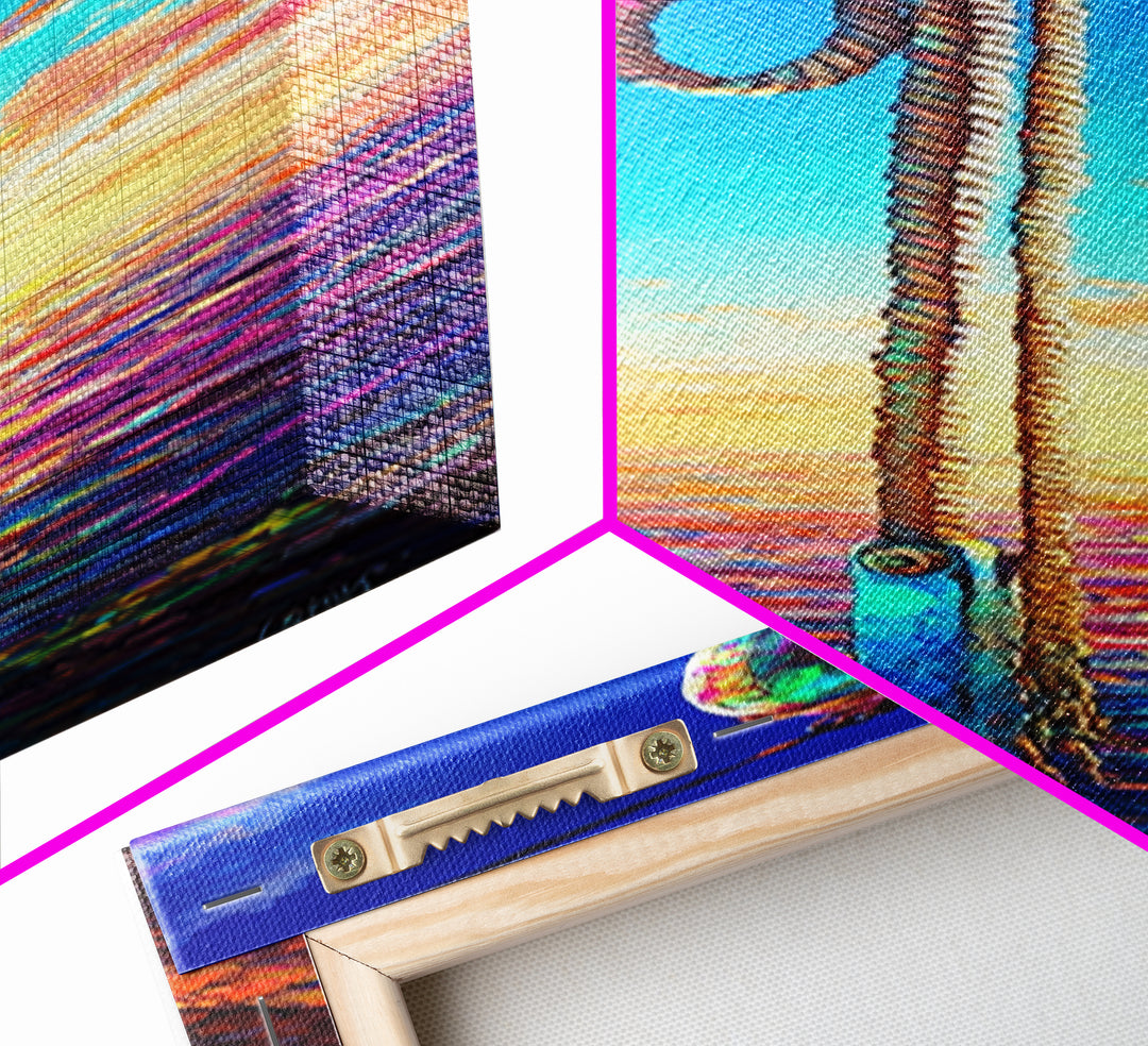 Seaside Rope Knot Wall Art, Nautical Canvas Print, Coastal Decor, Ocean Sunset Landscape, Beach House Statement Artwork, Housewarming Gift