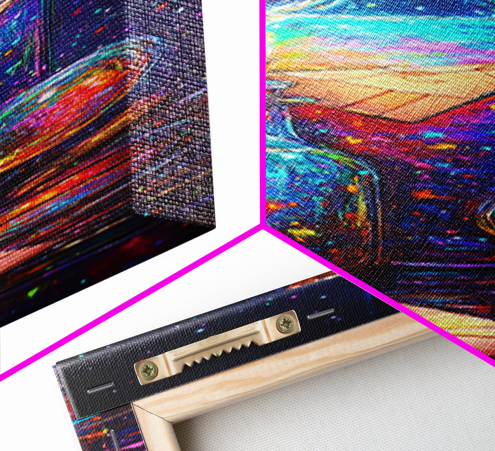 Glowing Message Bottles With Paper Boats Canvas Print, Celestial Wall Art, Fantasy Decor, Magical Art Print, Unique Gift
