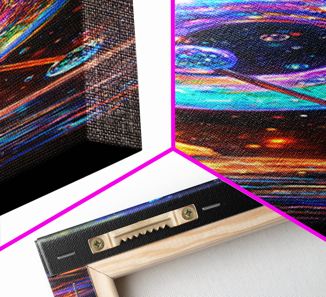 Cosmic Rainbow Bubble Wand Wall Art, Celestial Abstract Art, Psychedelic Space Canvas Print, Whimsical Home Decor Gift For Her