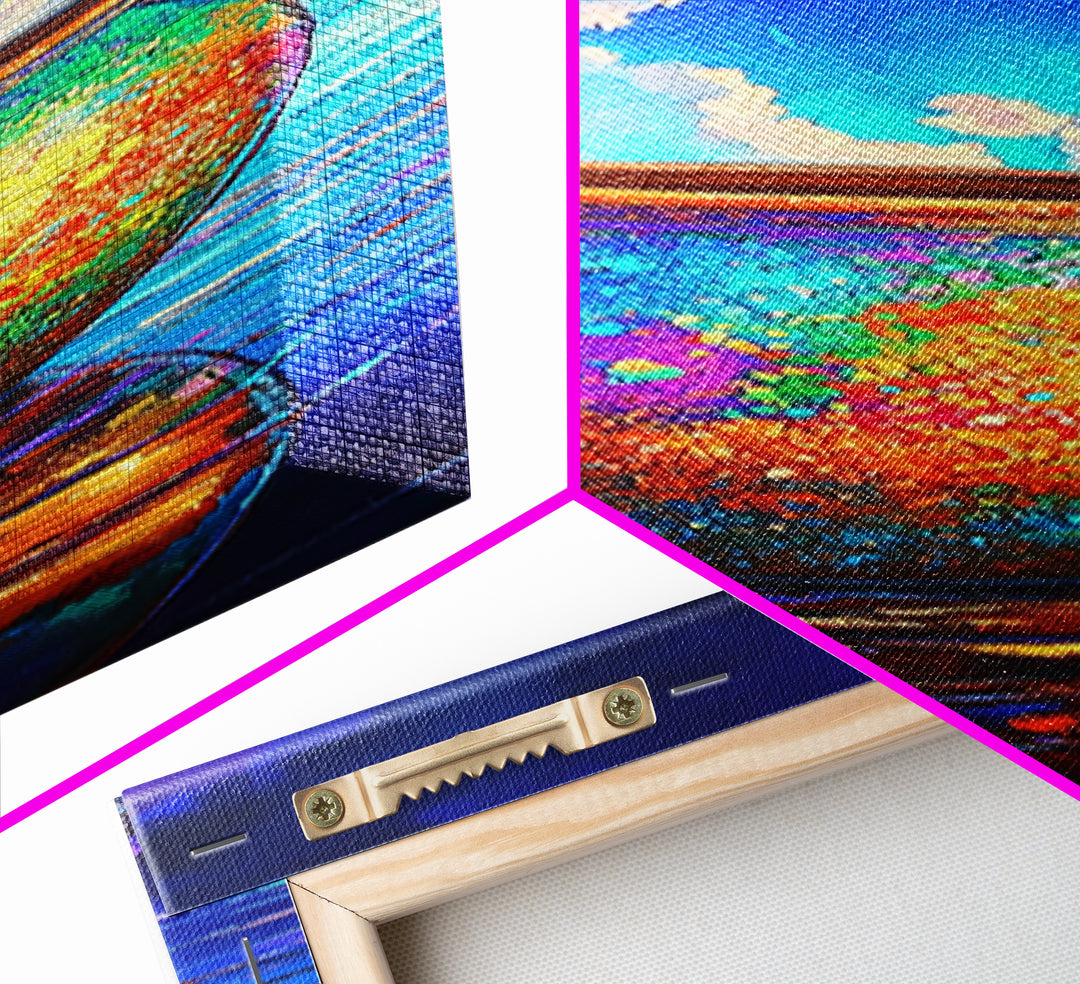 Rainbow Ceramic Pot By Ocean Sky Canvas Print, Coastal Wall Art, Colorful Beach Decor, Seascape Art Print, Housewarming Gift