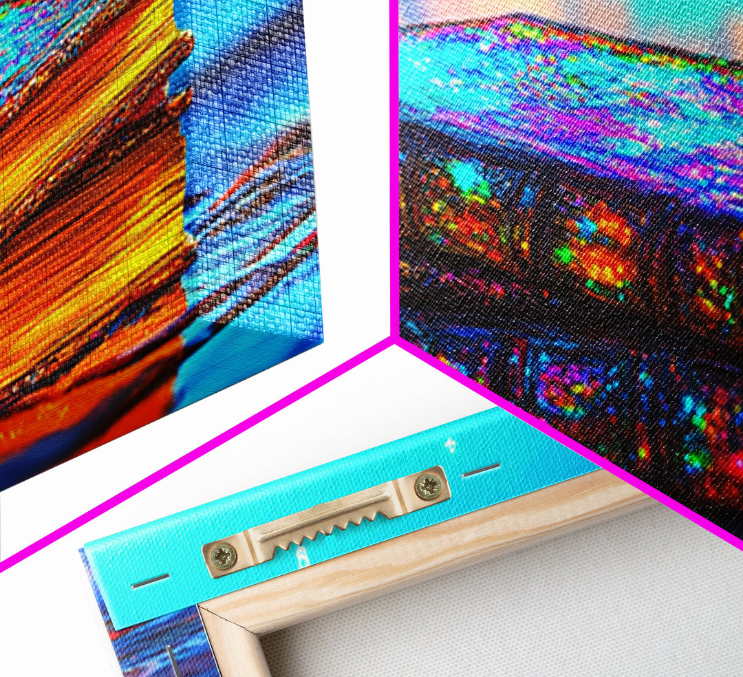 Glowing Iridescent Antique Books Canvas Print, Fantasy Library Wall Art, Book Lover Gift, Magical Reading Nook Home Decor