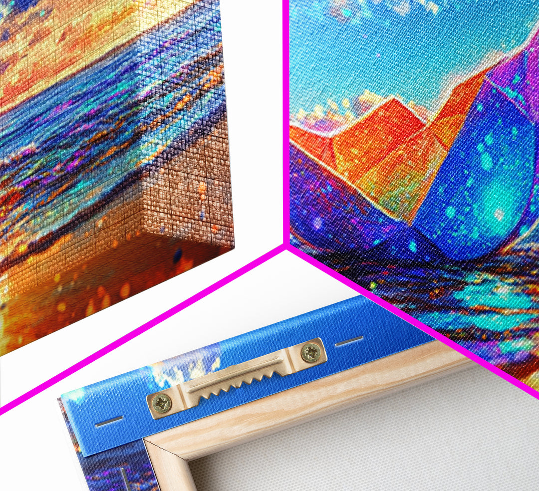 Glowing Origami Paper Boat At Sunset Canvas Print, Coastal Wall Art, Ocean Wall Art, Beach House Decor, Modern Seascape Art