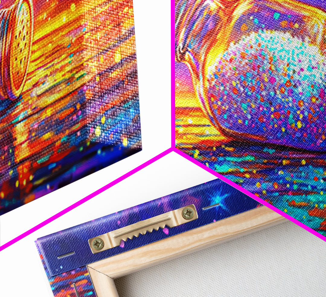 Sparkling Salt Bottle At Sunset Canvas Print, Coastal Kitchen Wall Art, Colorful Seascape Decor, Foodie Housewarming Gift