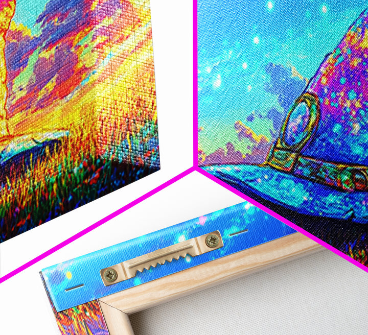Sparkling Wizard Hat Under Starry Sky Magical Wall Art, Whimsical Fantasy Decor, Witchy Celestial Art Print, Gift For Her