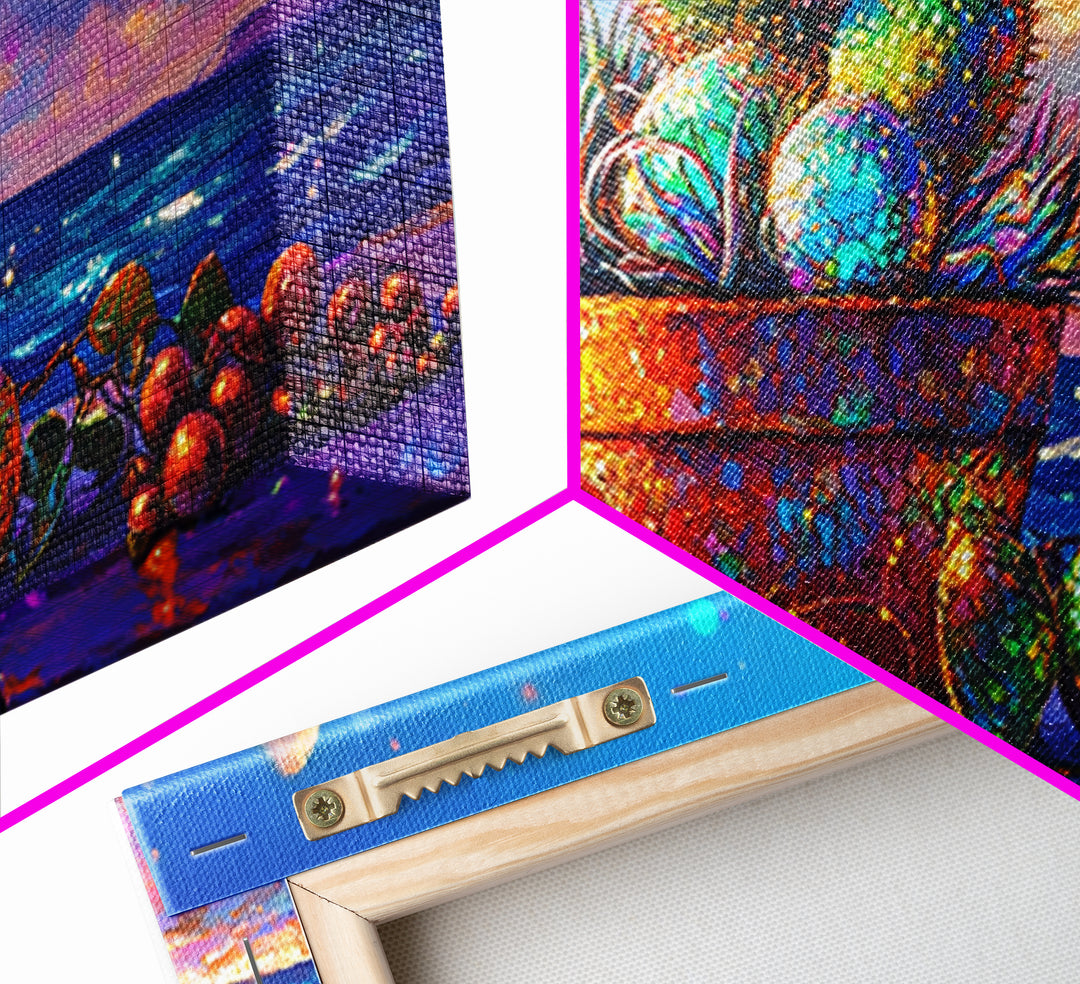 Prickly Pear Cactus Basket Wall Art, Coastal Tropical Still Life, Beach House Decor, Colorful Fruit Print, Summer Canvas