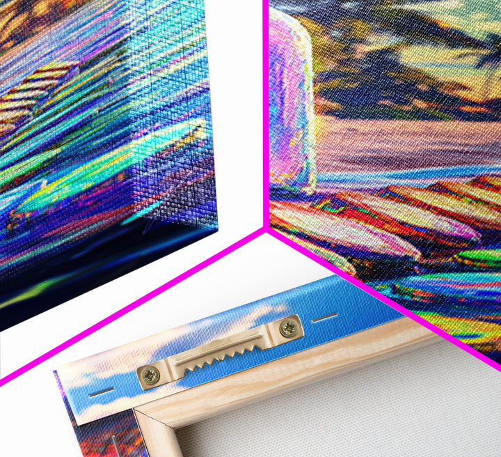 Rainbow Glass Bottle On Tropical Beach Canvas Print, Coastal Wall Art, Beach House Decor, Ocean Art Print, Summer Home Decor