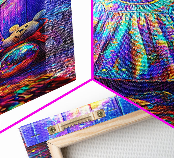 Sparkling Rainbow Toddler Dress With Toy Bear Wall Art, Colorful Nursery Decor, Girls Room Art, Whimsical Kids Room Print