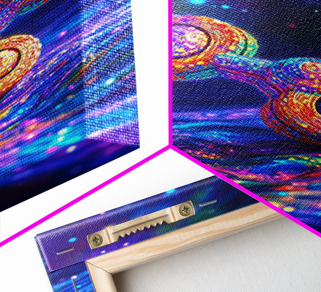 Glowing Rainbow Molecule Science Wall Art, Futuristic Space Art Print, Cyberpunk Decor, Medical Office Decor, Gift For Him