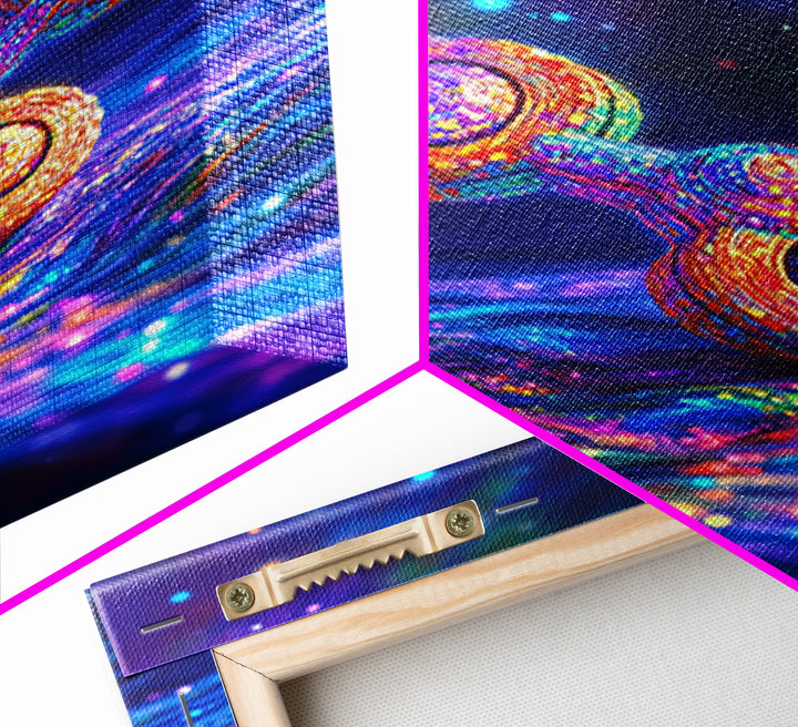 Glowing Rainbow Molecule Science Wall Art, Futuristic Space Art Print, Cyberpunk Decor, Medical Office Decor, Gift For Him