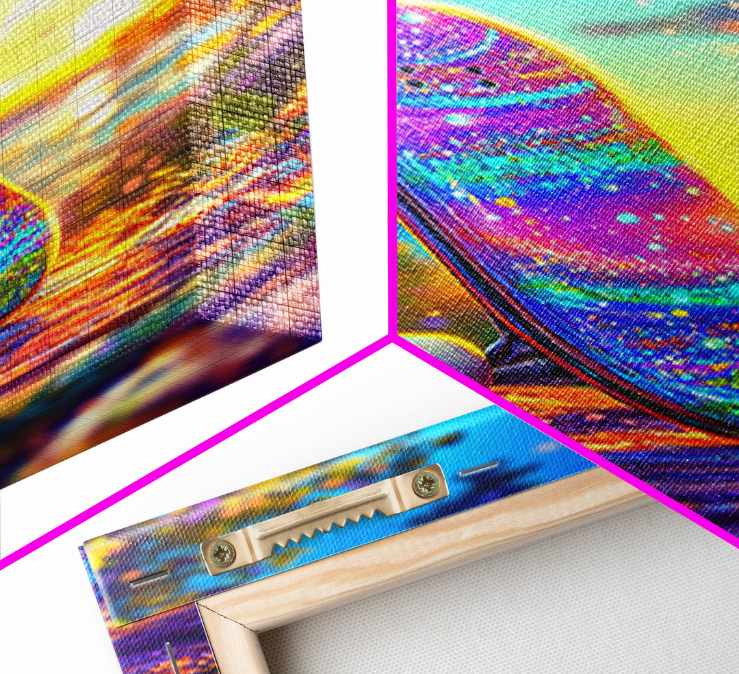 Rainbow Glitter Skateboard At Golden Sunset Wall Art, Canvas Print, Colorful Teen Room Decor, Skateboard Poster, Unique Gift