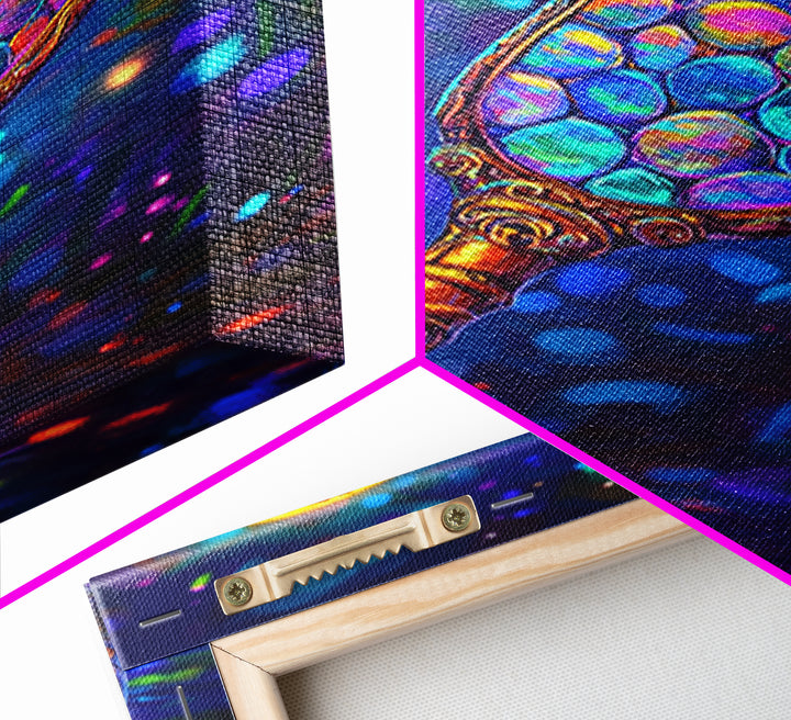 Iridescent Hand Mirror Wall Art, Rainbow Glass Painting, Maximalist Bathroom Decor, Dopamine Decor, Framed Canvas Print, Gift