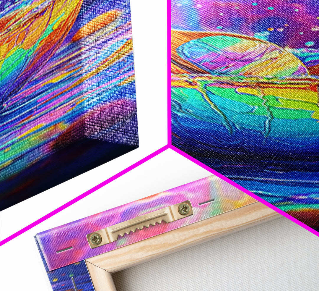 Rainbow Bowl And Spoon Canvas Print, Colorful Kitchen Still Life Painting, Dopamine Decor, Whimsical Wall Art, Foodie Gift
