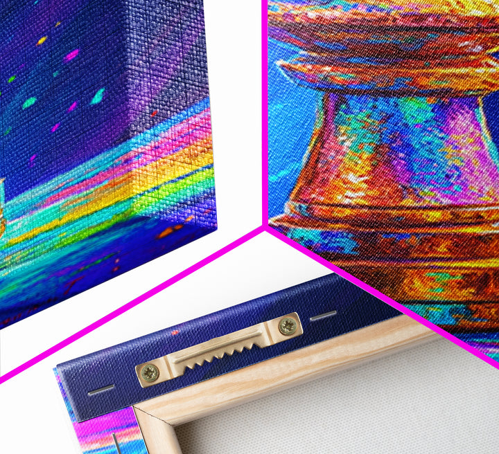 Glowing Rainbow Chess Piece Framed Canvas Print, Game Room Art, Masculine Office Decor, Modern Wall Art, Home Office Decor, Gift For Him