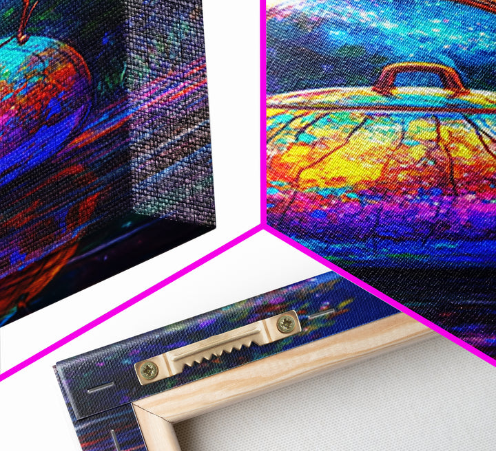 Cosmic Rainbow Teapot Under Stars Canvas Print, Whimsical Kitchen Wall Art, Unique Tea Lover Gift, Colorful Home Decor Print