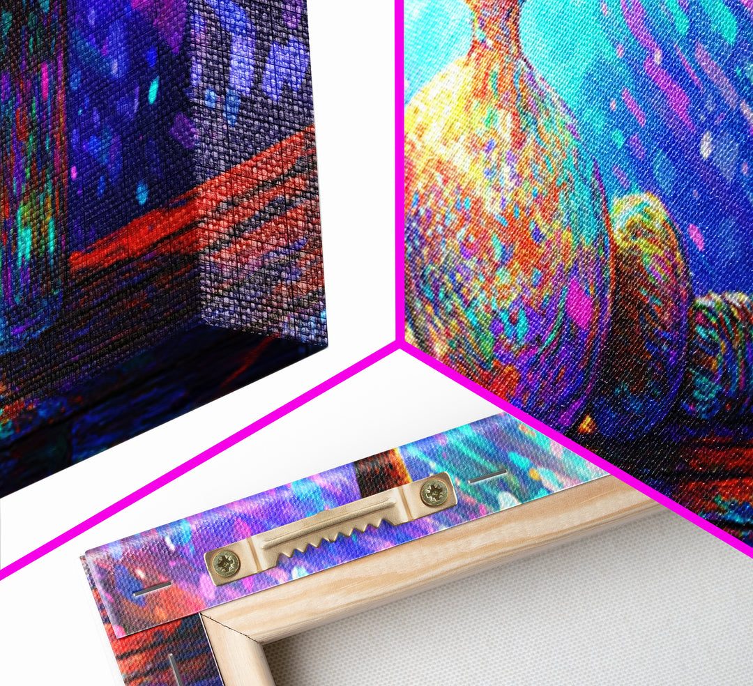 Radiant Glass Vase And Bottle Still Life Wall Art, Colorful Kitchen Decor, Modern Eclectic Art, Framed Canvas Print Gift