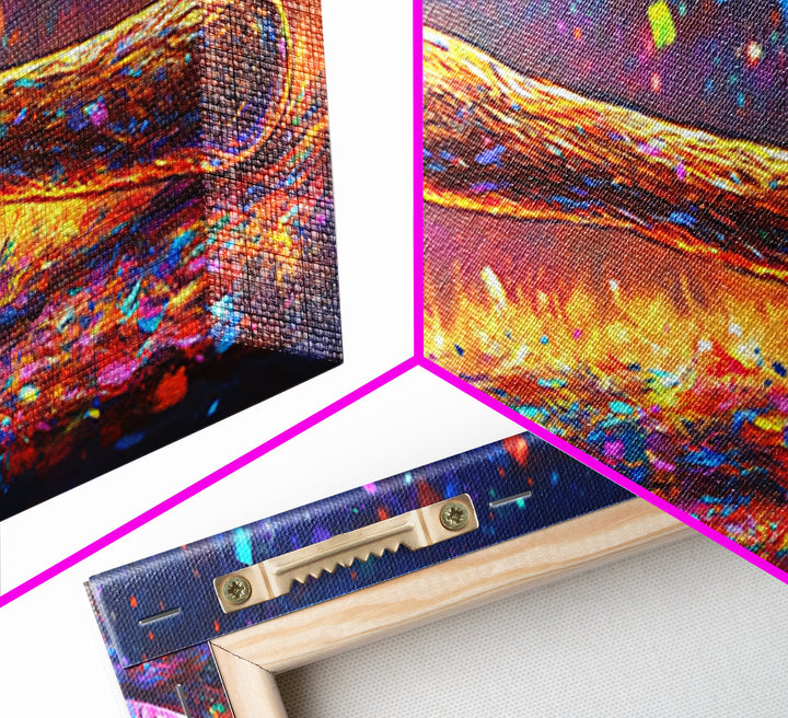 Vibrant Rainbow Axe On Glittering Ground Canvas Print, Rustic Wall Art, Garage Decor, Man Cave Decor, Unique Gift For Him