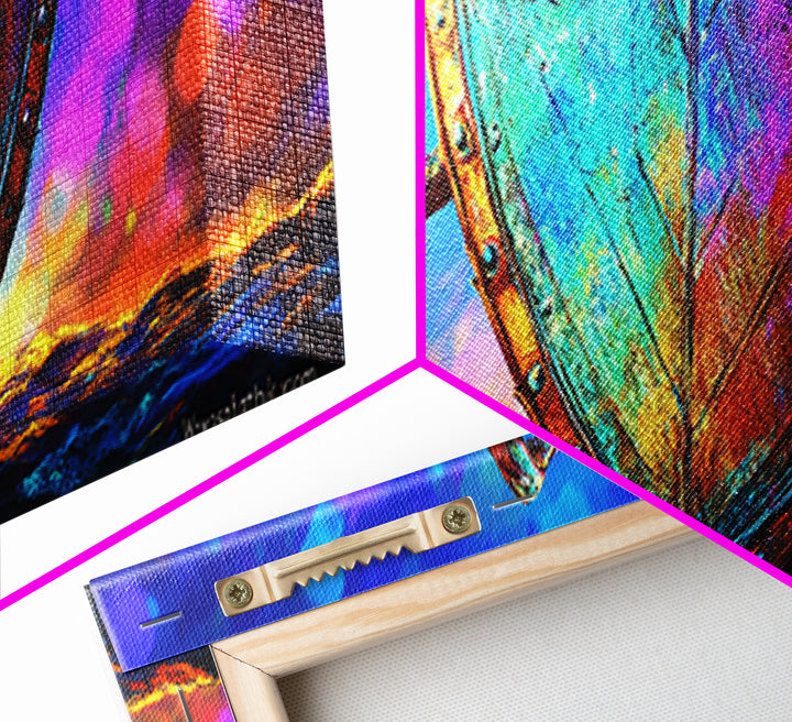 Iridescent Viking Shield And Spear Canvas Print, Fantasy Wall Art, Norse Decor, Medieval Warrior Gift For Him, Game Room Decor