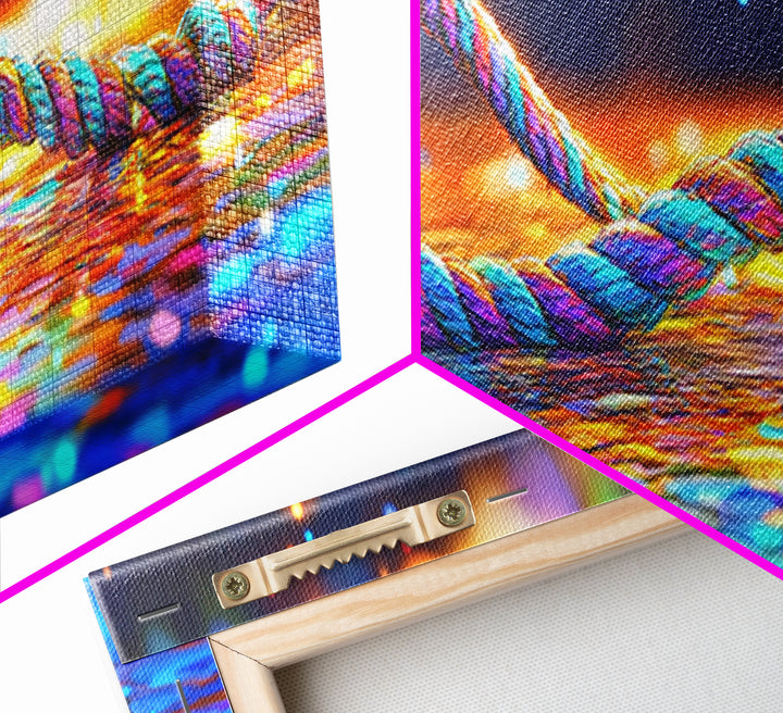 Glowing Nautical Rope Knot Canvas Print, Coastal Wall Art, Abstract Seascape Decor, Beach House Decor, Ocean Wall Decor Print
