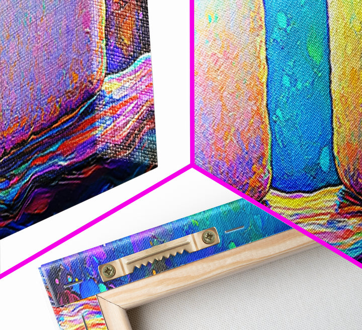 Pastel Sugar Cubes On Rainbow Surface Canvas Print, Colorful Kitchen Wall Art, Sweet Treats Decor, Modern Food Art, Bakery Print