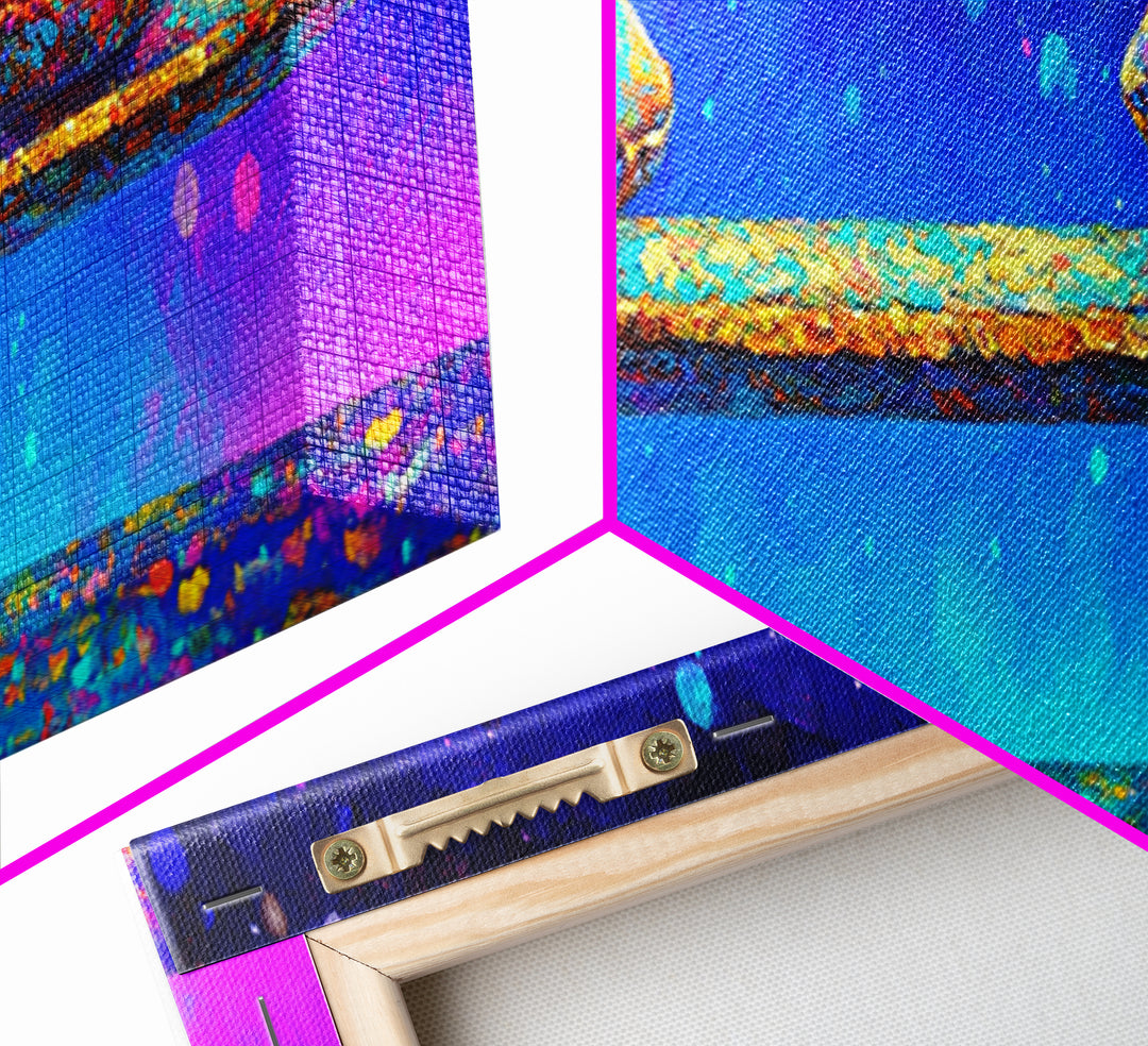 Floating Spoon With Two Colorful Pods Canvas Print, Whimsical Wall Art, Abstract Still Life, Dopamine Decor, Unique Gift