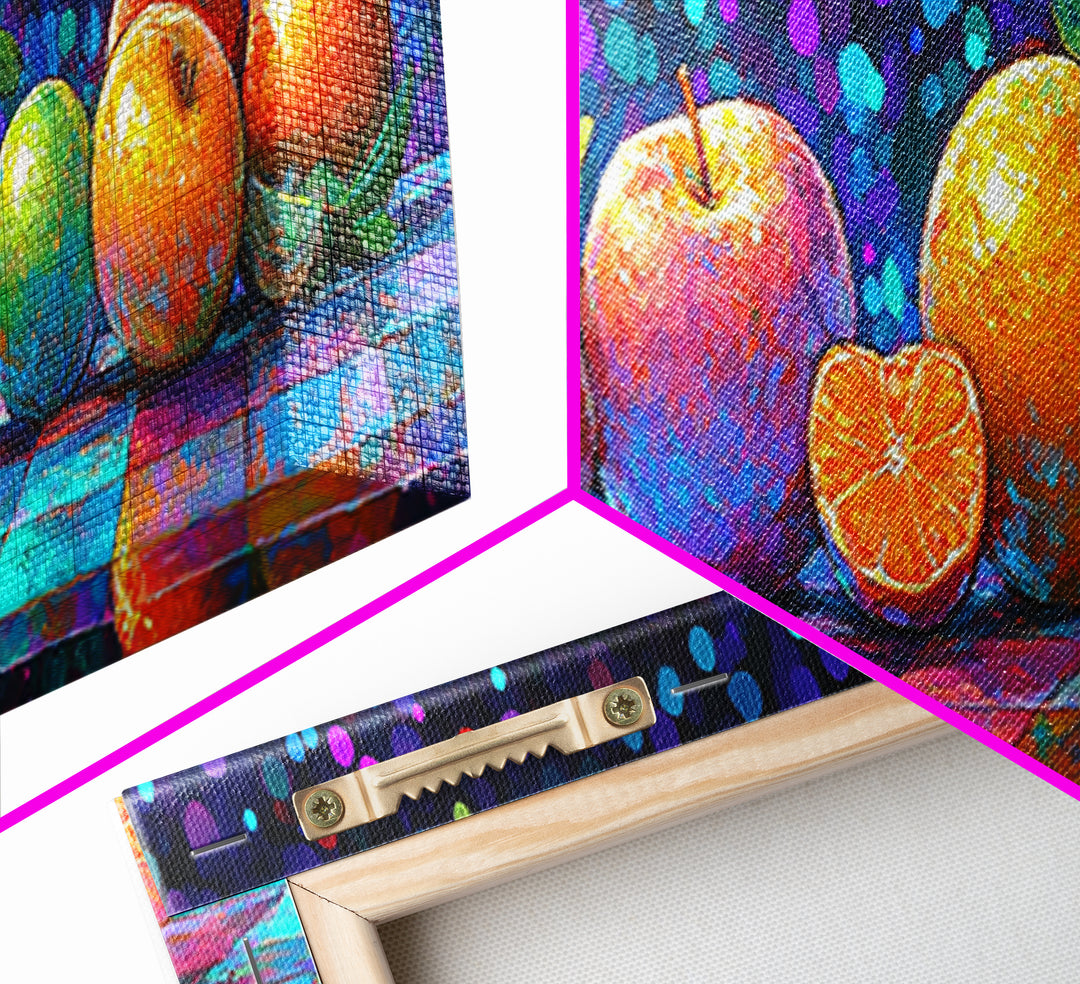Vibrant Citrus And Apple Still Life Framed Canvas Print, Colorful Kitchen Wall Art, Fruit Art, Modern Home Decor, Foodie Gift