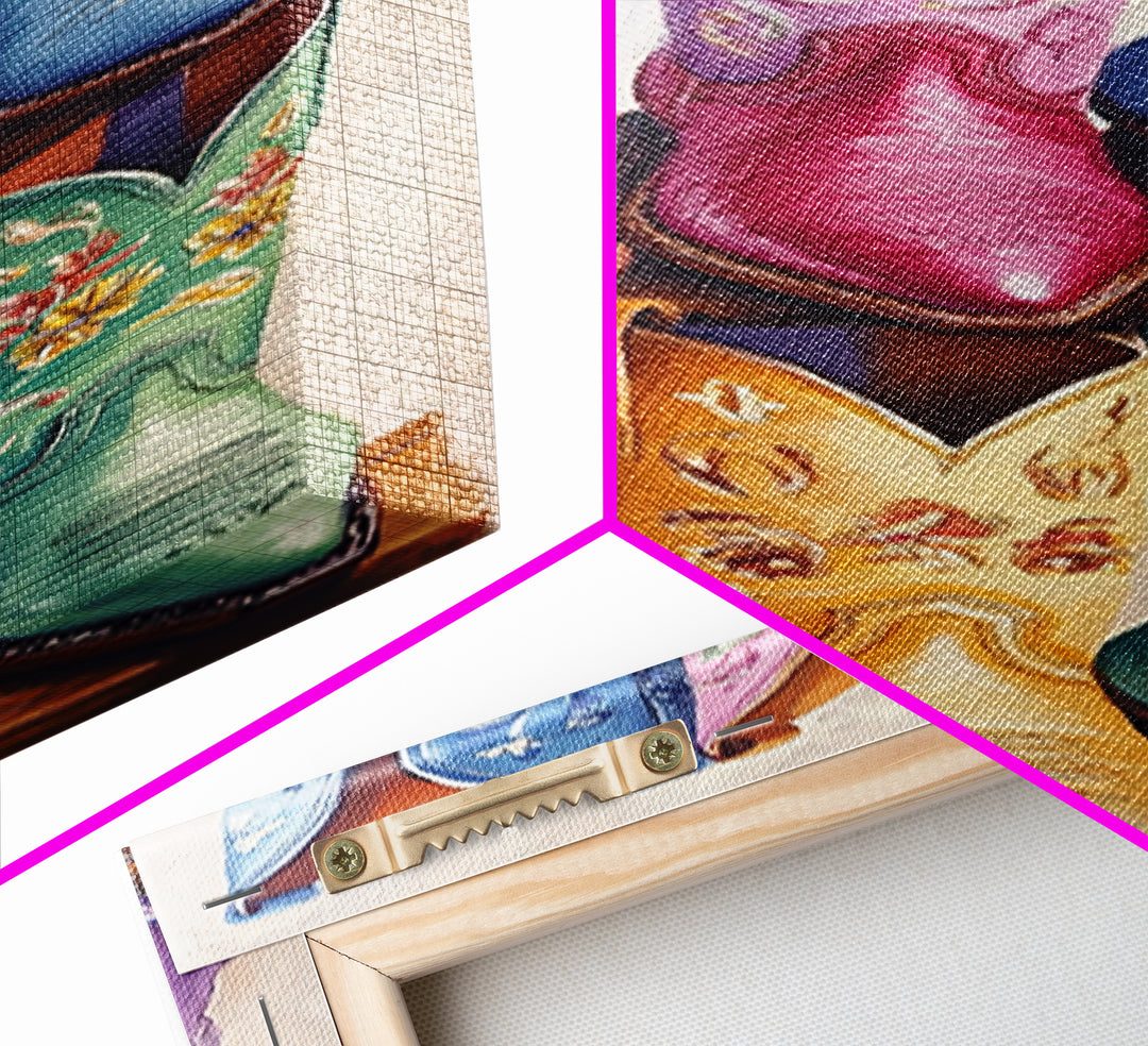 Six Embroidered Cowboy Boots Framed Canvas Print, Western Wall Art, Cowgirl Decor, Rustic Home Decor, Farmhouse Wall Decor
