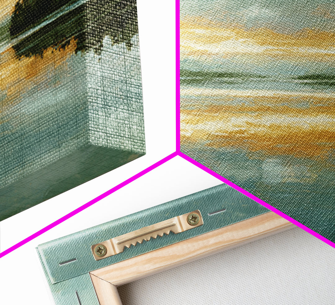 Calming Lake Reflection Framed Canvas Print, Above Bed Art, Textured Wall Art, Bedroom Decor, Fine Art, Serenity, Western Decor, ABA-1x1-11