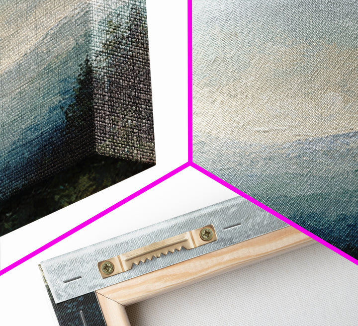 Soft Alpine Horizon Framed Canvas Print, Above Bed Art, Boho Decor, Bedroom Decor, Fine Art, Serenity, Statement Artwork, ABA-1x1-24