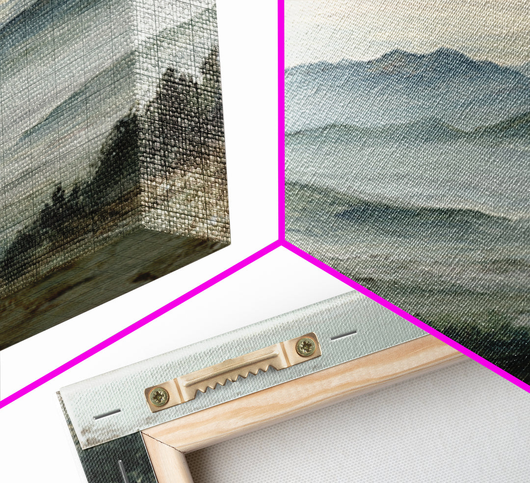 Panoramic Misty Mountain Landscape Canvas Print, Above Bed Art, Neutral Decor, Bedroom Decor, Fine Art, Serenity, Wall Decor, ABA-1x1-25