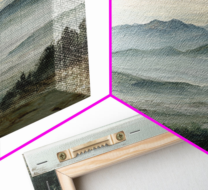 Panoramic Misty Mountain Landscape Canvas Print, Above Bed Art, Neutral Decor, Bedroom Decor, Fine Art, Serenity, Wall Decor, ABA-1x1-25