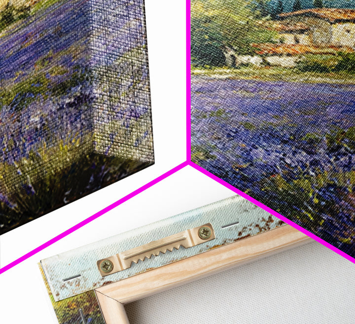 Oversized Lavender Field Framed Canvas Print, Above Bed Art, Dopamine Decor, Bedroom Decor, Oil Painting, Serenity, ABA-1x1-43