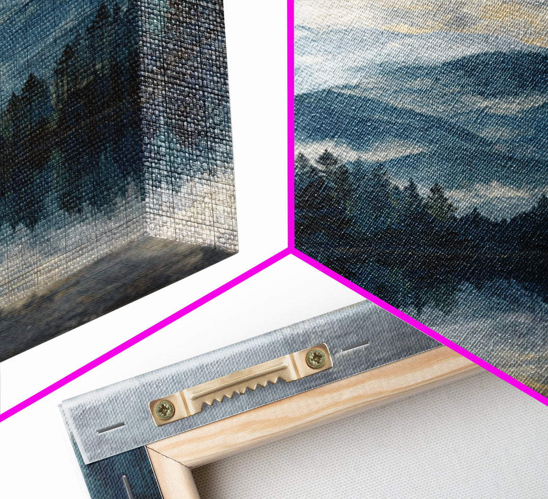 Soft Alpine Horizon Framed Canvas Print, Above Bed Art, Digital Prints, Bedroom Decor, Oil Painting, Serenity, Printable Art, ABA-1x1-48