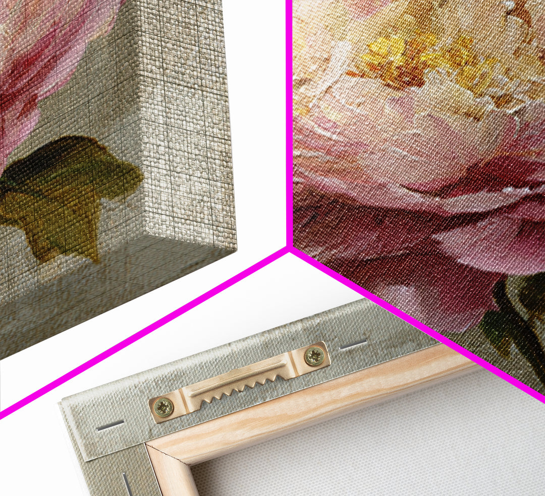Romantic Oversized Peony Bloom on Warm Linen Canvas Print, Above Bed Art, Western Decor, Bedroom Decor, Abstract Art, Serenity, ABA-1x1-50