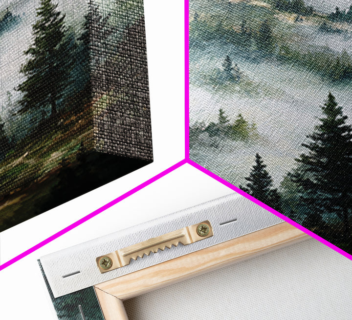 Quiet Forest Ridge Softened by Fog Framed Canvas Print, Above Bed Art, Bedroom Wall Art, Bedroom Decor, Fine Art, Serenity, ABA-1x1-62