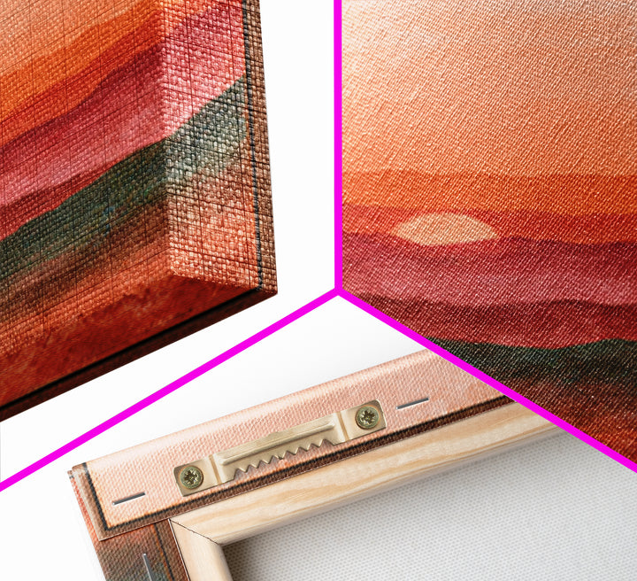 Dreamy Desert Sunset Framed Canvas Print, Above Bed Art, Modern Decor, Bedroom Decor, Fine Art, Serenity, Digital Prints, ABA-1x1-79