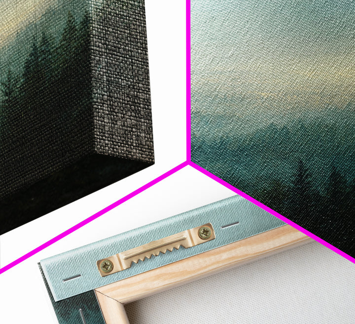 Quiet Forest Ridge Softened by Fog Canvas Print, Above Bed Art, Neutral Decor, Bedroom Decor, Oil Painting, Serenity, ABA-1x1-86