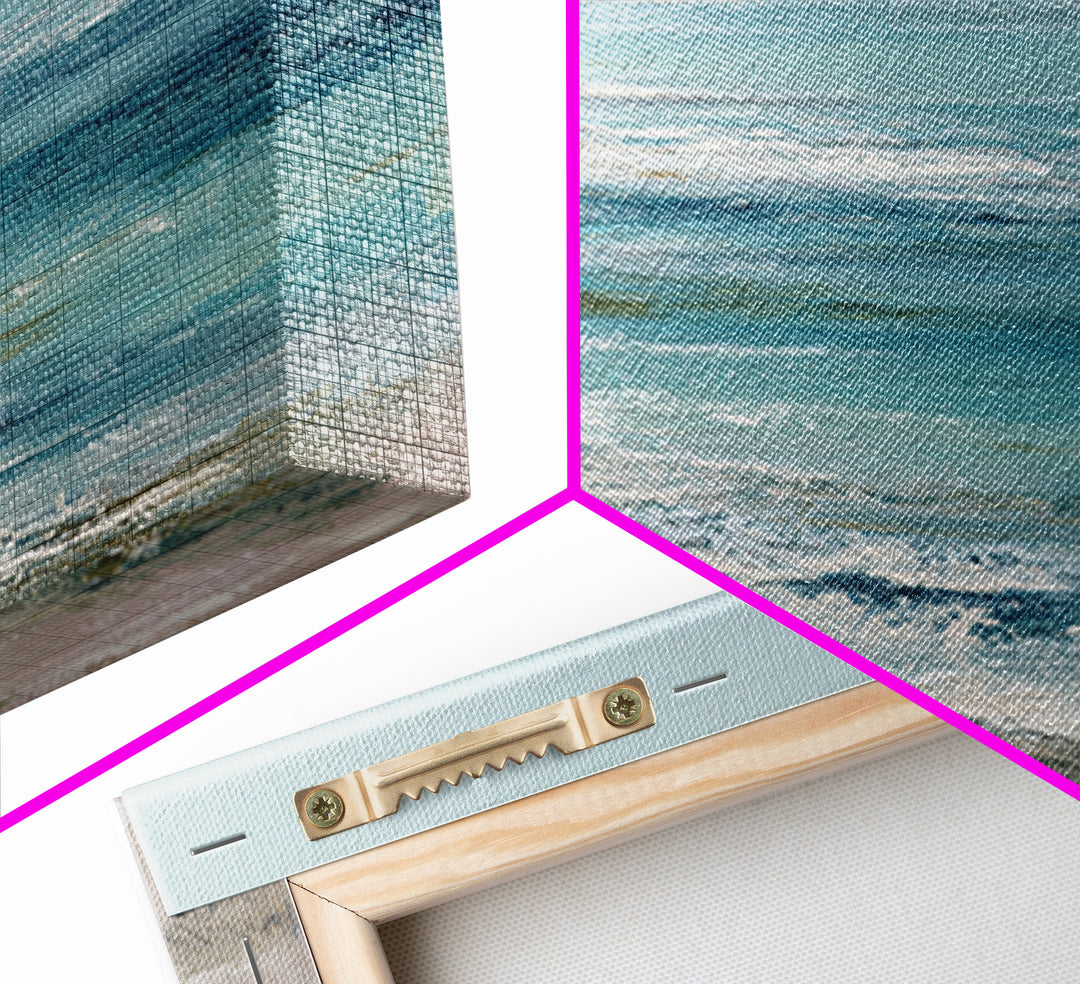 Serene Ocean Tide Seen from Above Framed Canvas Print, Above Bed Art, Luxury Decor, Bedroom Decor, Fine Art, Serenity, ABA-1x1-93
