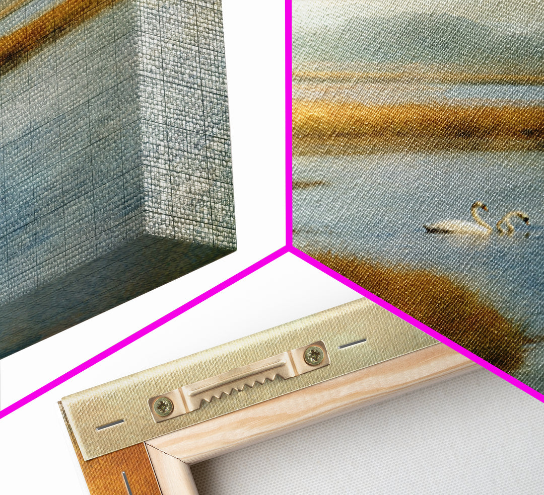 Paired Swans in a Dreamy Painterly Lake Canvas Print, Above Bed Art, Bedroom Wall Decor, Bedroom Decor, Fine Art, Serenity, ABA-1x1-94
