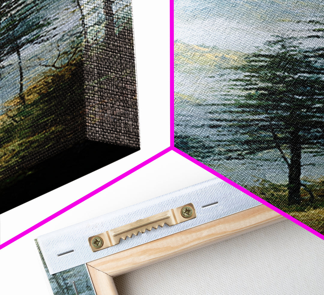 Quiet Forest Ridge Softened by Fog Canvas Print, Above Bed Art, Boho Decor, Bedroom Decor, Serenity, Statement Artwork, ABA-1x3-2