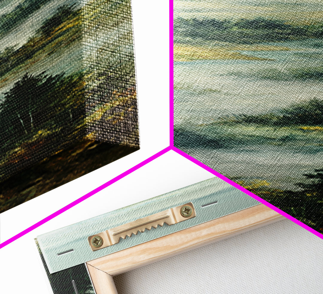 Quiet Forest Ridge Softened by Fog Canvas Print, Above Bed Art, Boho Decor, Bedroom Decor, Serenity, Statement Artwork, ABA-1x3-26