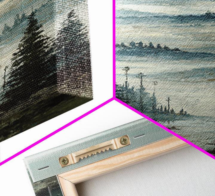 Soft Alpine Horizon Framed Canvas Print, Above Bed Art, Original Art, Bedroom Decor, Oil Painting, Serenity, ABA-1x3-84