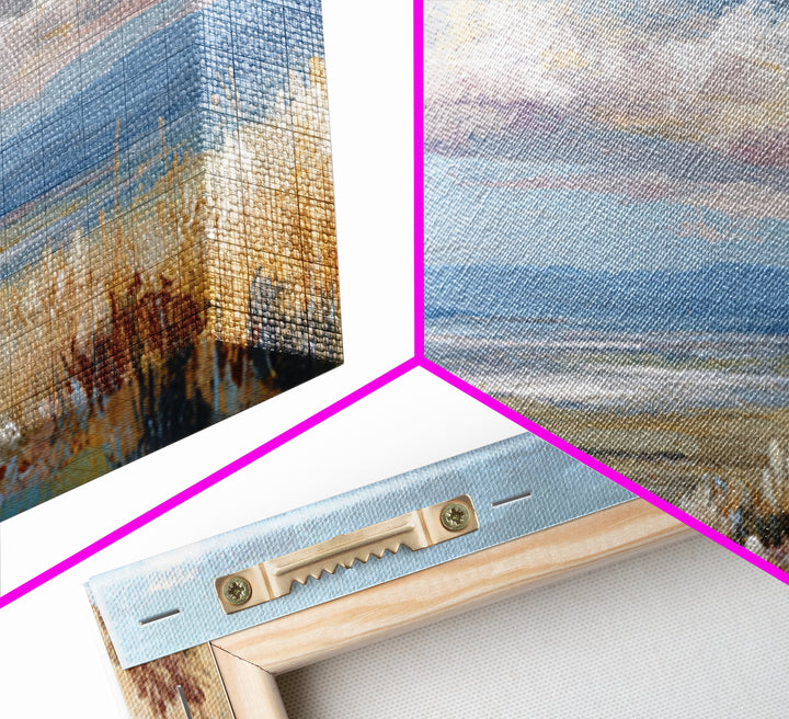 Tranquil Cloudscape with Blush Undertones Framed Canvas Print, Above Bed Art, Wall Decor, Bedroom Decor, Fine Art, Serenity, ABA-2x1-1